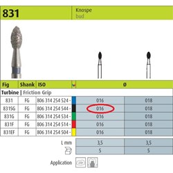 Show details for Diamond Bur 831SG Picture of Diamond Bur 831SG